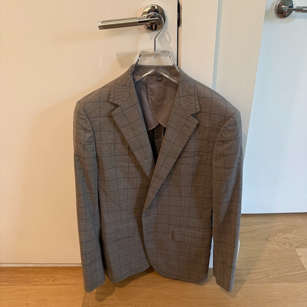 Bonobos Men's Greige checkered Wool Blazer Men's 40R